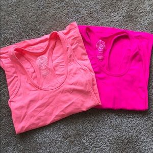 🟡 Two pink & peach work out racer back tanks